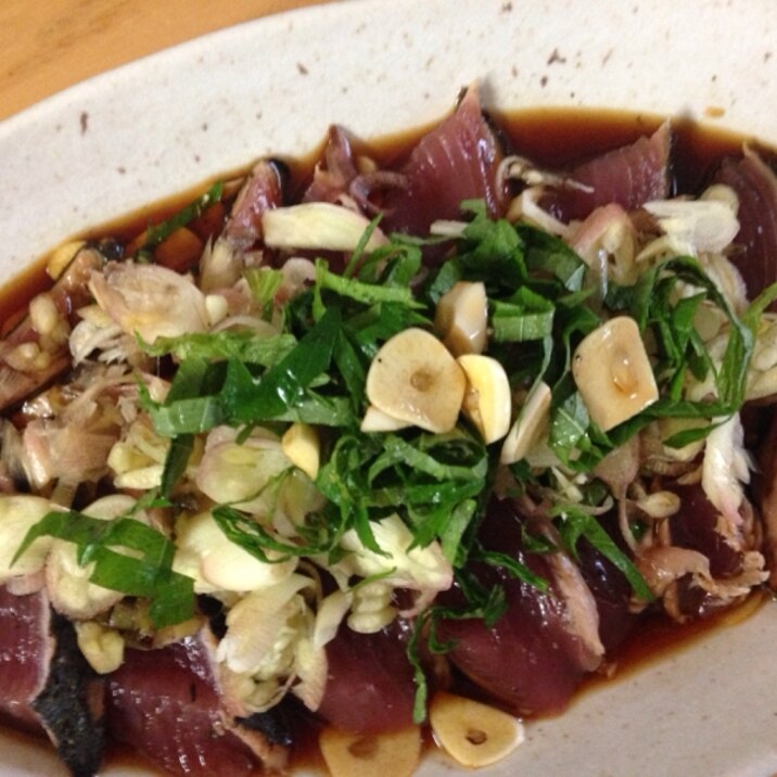 宅飲みパーティーで大好評☆カツオの薬味ポン酢漬け♪